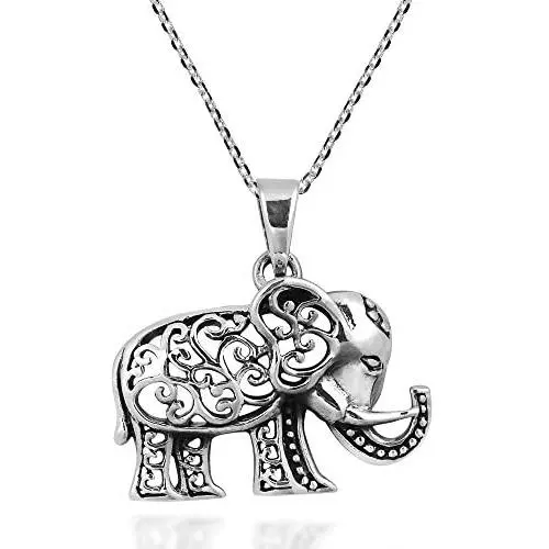 AeraVida Royal Thai Swirl Elephant .925 Sterling Silver Pendant Necklace AeraVida Royal Thai Swirl Elephant .925 Sterling Silver Pendant Necklace
