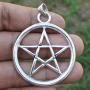 Big Silver Pentacle Pentagram Star Celtic Pagan Wicca Wiccan Jewelry Pewter Unisex Mens Pendant Necklace Wealth Money Fortune Lucky Charm Protection Amulet Safe Travel Talisman Witch Magic Medallion