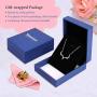 Yesmini Antler Pendant Necklaces - 925 Sterling Silver Necklace with 5A Cubic Zirconia, Minimalist Style Clavicle Chain with Reindeer Charm, Slider Adjustable Necklaces for Women and Girl
