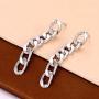 ZITULRY Link Chain Drop Earrings for Women Statement Long Dangle Earrings Silver Gold plated Stud Earrings for girl