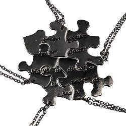 Lux Accessories 5 Puzzle Shaped Friendship Words Necklace Always Together Never Apart