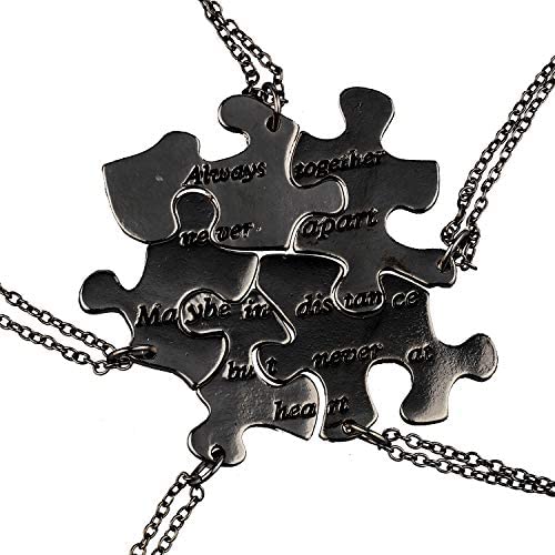 Lux Accessories 5 Puzzle Shaped Friendship Words Necklace Always Together Never Apart