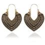 Vintage Boho Drop Dangle Earrings, Antique Bohemian National Style Hollow Heart Shaped Bronze Fashion Earrings for Women Girls GiftAntique Bronze