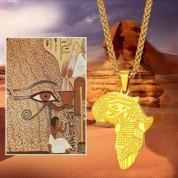 PROSTEEL Stainless Steel Africa Map Necklace for Men Women, 18K Gold/Rose Gold/Black Plated, Customize Available, 22''-24'' Adjustable, Come Gift Box