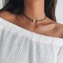 KWHY Single White Pearl Choker Necklace with Three Beads Freshwater Pearls Choker Necklace on Genuine Leather Cord Knotted Jewelry for Women Girls