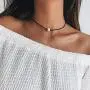 KWHY Single White Pearl Choker Necklace with Three Beads Freshwater Pearls Choker Necklace on Genuine Leather Cord Knotted Jewelry for Women Girls