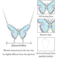 Butterfly Necklace, Opal Butterfly Necklace for Women Sterling Silver Dainty Cute Butterfly Charm Jewelry Delicate Pendant Necklace Birthday Christmas Gift for Her Girlfriend Mom Teen