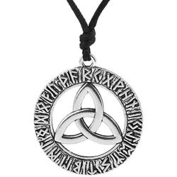 Dawapara Celtic Knot Punk Viking Runes Amulets Charm Pendant Necklace Jewelry for Men/Women Blessing Gift (Antique Silver)