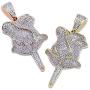 MoCa Jewelry Unisex Hip Hop Iced Out Bling Novelty Rose Flora Flower Pendant Necklace with 24 Inch Stainless Steel Rope Chain for Men Women