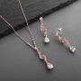 Mariell Graceful Rose Gold CZ Teardrop Necklace & Earrings Jewelry Set - Brides, Bridesmaid & Prom Glam