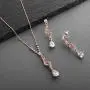 Mariell Graceful Rose Gold CZ Teardrop Necklace & Earrings Jewelry Set - Brides, Bridesmaid & Prom Glam
