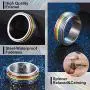 Bandmax Stainless Steel Rainbow Pride Rings for Women Men Spinner Rings Anxiety Fidget Ring Gay Parade LGBT Ring for Lover Friendship Wedding Engagement Size 7-12 18K Gold/Black 7.8mm(Gift Box)
