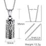 Blowin Stainless Steel Prayer Box Tubular Shape Pendant Memories Humans Cremation Ashes Urn Necklace, 22'' Chain