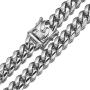 Aiyidi 6/8/10/12/14/16/18mm Heavy Mens Necklace Hip Hop Cuban Link Chain for Men Women Stainless Steel Silver Tone Necklace Bracelet Jewelry