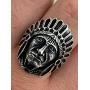PikaLF Indian Chief Ring for Men, Native American Indian Head Rings, Spirit of The Warrior Ring, Indian Headdress Ring, Tribal Amulet Ring, Punk Style Indian Skull Jewelry Gift for Men Boys