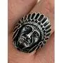 PikaLF Indian Chief Ring for Men, Native American Indian Head Rings, Spirit of The Warrior Ring, Indian Headdress Ring, Tribal Amulet Ring, Punk Style Indian Skull Jewelry Gift for Men Boys