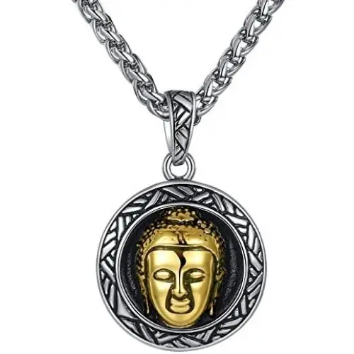 Aoiy Stainless Steel Buddha Pendant Necklace, Unisex, 24'' Link Chain, hhp005ji Aoiy Stainless Steel Buddha Pendant Necklace, Unisex, 24'' Link Chain, hhp005ji