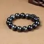 AMTOOCH Feng Shui Bracelet Black Obsidian 14mm Rainbow Eye Stone Bead Hand Carved pixiu/Pi Yao Attract Good Luck and Wealth Money for Mens and Womens