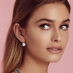 Swarovski Crystal Heart Drop Leverback Earrings for Women 14K Rose Gold Plated Hypoallergenic Jewelry