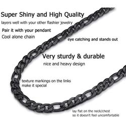 PROSTEEL 316L Stainless Steel Figaro Chain Necklace for Men/Women, Black/18K Real Gold Plated, 4mm to 13mm, 14inch to 30inch, Come Gift Box