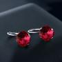 925 Sterling Silver 10.00MM Rose Red Earrings Made with Swarovski Crystals