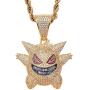 ICE JEWELRY Hip Hop Iced Out 18K Gold Plated Micro Paved Simulated Diamond Gengar Pendant Necklace Rope Chain