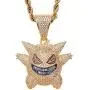 ICE JEWELRY Hip Hop Iced Out 18K Gold Plated Micro Paved Simulated Diamond Gengar Pendant Necklace Rope Chain ICE JEWELRY Hip Hop Iced Out 18K Gold Plated Micro Paved Simulated Diamond Gengar Pendant Necklace Rope Chain