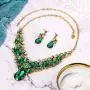 BriLove Womens Costume Fashion Crystal Teardrop Marquise Butterfly Filigree Enamel Statement Necklace Dangle Earrings Set BriLove Womens Costume Fashion Crystal Teardrop Marquise Butterfly Filigree Enamel Statement Necklace Dangle Earrings Set