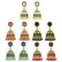 idealway 4-6 Pairs Indian Jhumka Jhumki Drop Dangle Earrings for Women Mexico Gypsy Enamel Earrings Ethnic Style Golden Ball Pendant Earrings Female