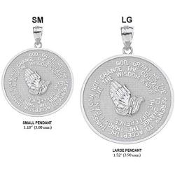 Solid 925 Sterling Silver Bible Verse Serenity and Lords Prayer Medal Pendant