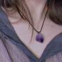 Natural Amethyse Crystal Pendant Necklace for Women Men Raw Amethyst Crystal Cluster Chakra Stones Energy Healing Crystals Necklace Reiki Chakra Meditation Therapy