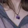 Natural Amethyse Crystal Pendant Necklace for Women Men Raw Amethyst Crystal Cluster Chakra Stones Energy Healing Crystals Necklace Reiki Chakra Meditation Therapy