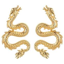 Dragon Dangle Earrings Exaggerated Chinese Dragon Small Hoop Earrings for Women Girls Hip Hop Party Jewelry Gifts