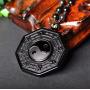 Natural Energy Stone Obsidian Crystal Necklace Yingyang Amulet Pendant Jewelry With Long Adjustable Bead Chain For Men Women