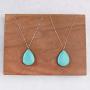 RIAH FASHION Bohemian Natural Stone Geometric Pendant Long Necklace - Boho Rectangle Bar Charm Layering Statement Chain Arrowhead Marble Quartz