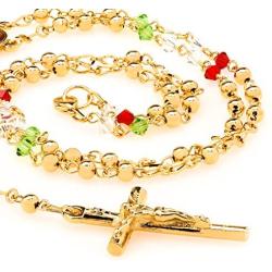 LIFETIME JEWELRY Rosary Necklace [ Colorful Prayer Beads ] 24K Real Gold Plated
