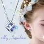 Birthstone Necklace/Earring 925 Sterling Silver Women Cross/3D Cube/Cresent Moon Birth Stone Jewelry Mens Birthday Gift Anniversary Present
