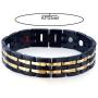 COOLSTEELANDBEYOND Exquisite Stainless Steel Mens Magnetic Bracelet Gold Black with Magnets and Free Link Removal Tool