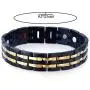 COOLSTEELANDBEYOND Exquisite Stainless Steel Mens Magnetic Bracelet Gold Black with Magnets and Free Link Removal Tool