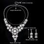 BriLove Womens Wedding Bridal Crystal Multi Teardrop-Shape Flower Enamel Statement Necklace Dangle Earrings Set