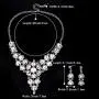 BriLove Womens Wedding Bridal Crystal Multi Teardrop-Shape Flower Enamel Statement Necklace Dangle Earrings Set BriLove Womens Wedding Bridal Crystal Multi Teardrop-Shape Flower Enamel Statement Necklace Dangle Earrings Set