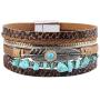 GelConnie Feather Leather Cuff Bracelet Magnetic Multi Strand Bracelet Wrap Bracelet Bohemian Jewelry Gifts for Women, Wife, Sister