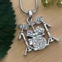 PammyJ Music Jewelry - Drum Set with Clear Crystals Pendant Necklace, 17.5''