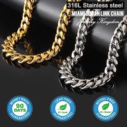 Jewelry Kingdom 1 Mens Necklace or Bracelet, 12MM Silver Cuban Link Chain for Mens Jewelry, Miami Chain Necklace for Women, High Polished 316L Stainless Steel(Length of 7-30inches)