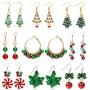 9/10/14/20 Pairs Christmas Earrings for Women Christmas Tree Bells Drop Dangle Earrings Holiday Earrings Xmas Jewelry