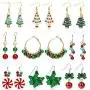 9/10/14/20 Pairs Christmas Earrings for Women Christmas Tree Bells Drop Dangle Earrings Holiday Earrings Xmas Jewelry