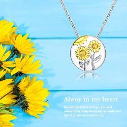Bolelis 925-Sterling-Silver Sunflower Urn-Pendant-Necklace - Necklace Memorial Ashes,Forever in My Heart Pendant Jewelry for Women,Funnel Filler Kit(Chain 18''+2'')