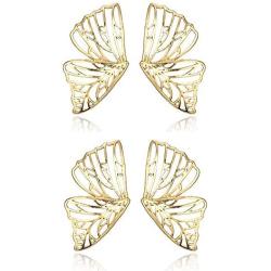 2 Pairs Cute Big Butterfly Stud Earrings s for Women Girls, Dainty Bohemian Gold Butterfly Wings Drop Dangle Earrings Jewelry