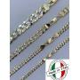 Harlembling Mens Flat Cuban Chain - Two Tone Diamond Cut - 14k Gold Over Solid 925 Sterling Silver - Made in Italy - 5mm 6mm 8mm 10mm