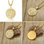 Cupimatch Gold Plated CZ Om Aum Ohm Symbol Pendant Necklace Chain, Mens Stainless Steel Buddha Yoga Round Medallion Charm Pendant Necklace Jewelry 24''